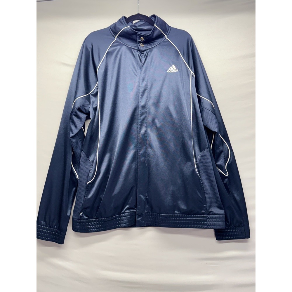 Adidas Men's Jacket VTG Clima365 Size XL Navy Blue Snap Up